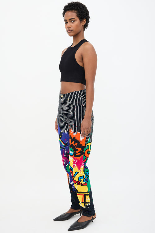 Versace 1990s Pin Stripe Graffiti Trouser