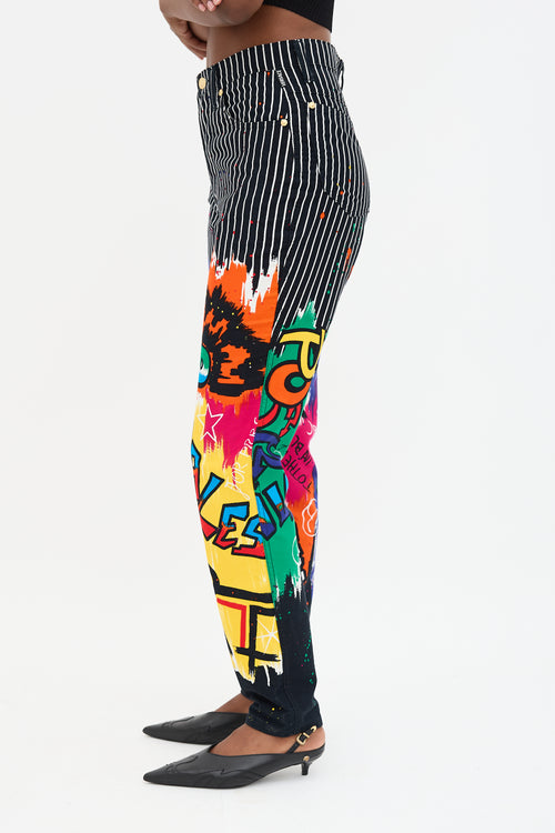 Versace 1990s Pin Stripe Graffiti Trouser