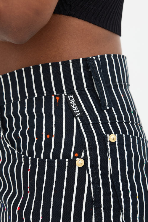 Versace 1990s Pin Stripe Graffiti Trouser