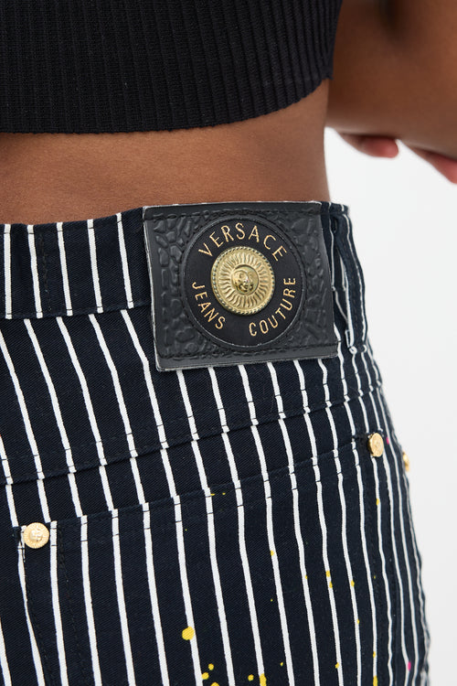 Versace 1990s Pin Stripe Graffiti Trouser