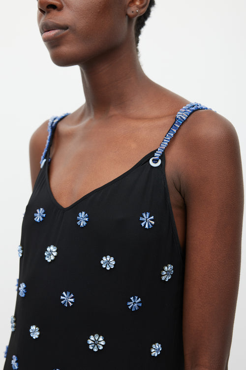 Versace Black & Blue Embellished Layer Dress