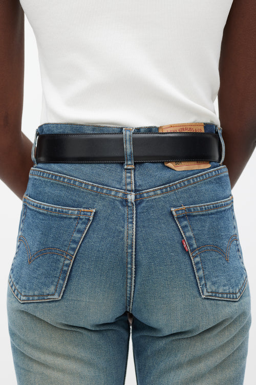 Versace Black & Gold Baroque Buckle Belt