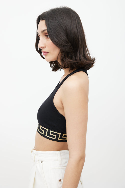 Versace Black & Gold Logo Cropped Top