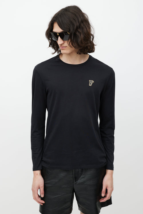 Versace Black & Gold Logo Top