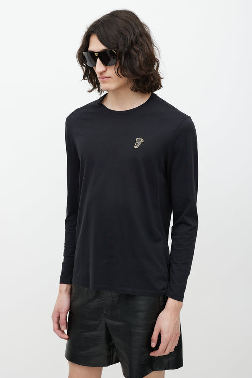 Versace Black & Gold Logo Top