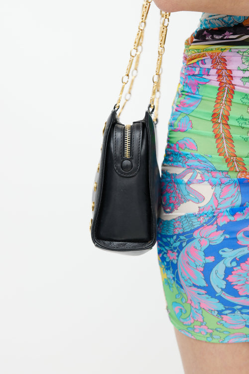 Versace Black & Gold Medusa Coin Leather Bag