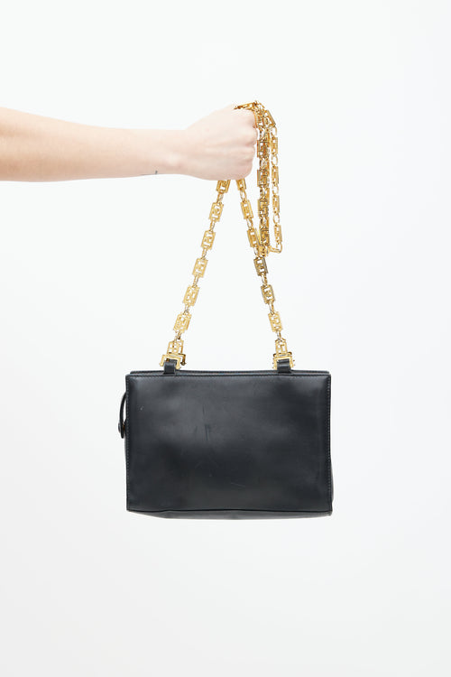 Versace Black & Gold Medusa Coin Leather Bag