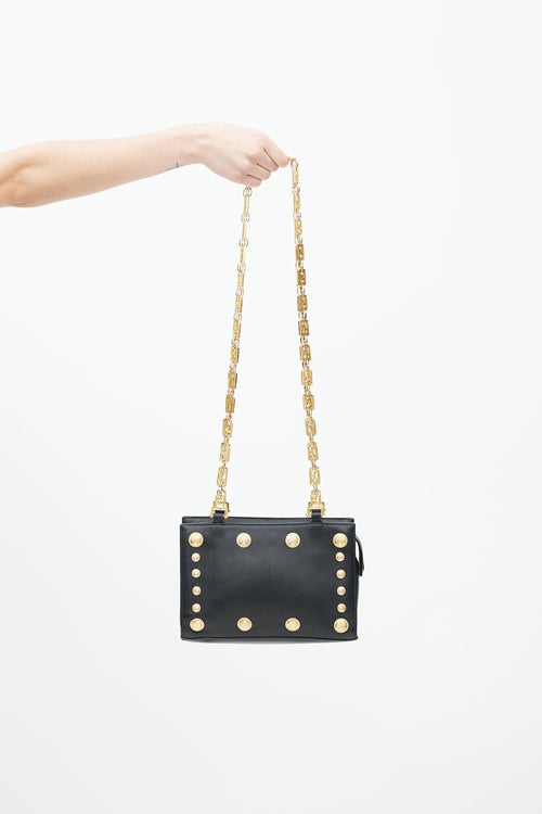 Versace Black & Gold Medusa Coin Leather Bag