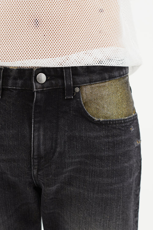 Versace Black & Gold Metallic Slim Jeans