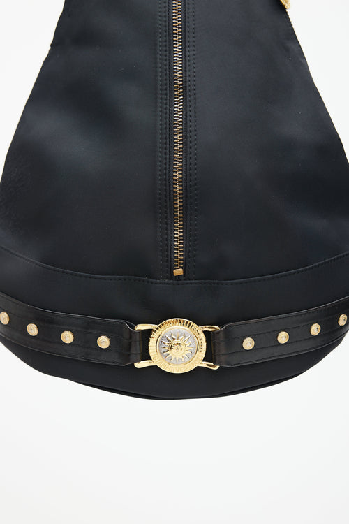 Versace Black & Gold Nylon Logo Backpack