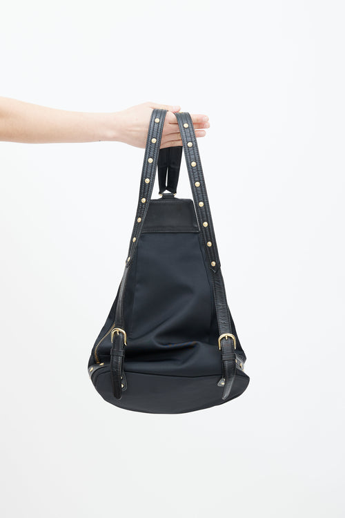 Versace Black & Gold Nylon Logo Backpack