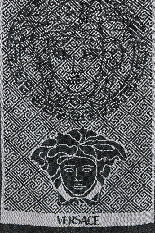 Versace Black & Grey Logo Scarf