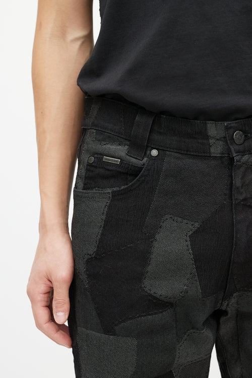 Versace Black & Grey Patchwork Slim Jean