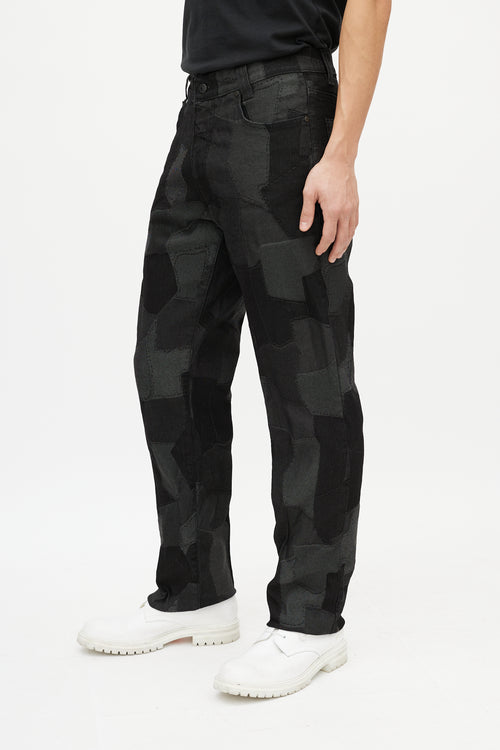 Versace Black & Grey Patchwork Slim Jean