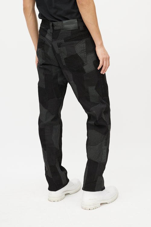 Versace Black & Grey Patchwork Slim Jean