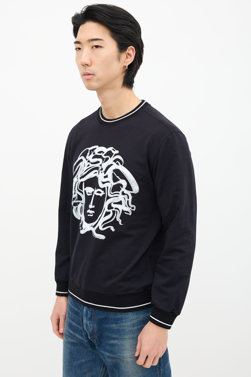 Versace Black & White Painted Graphic Crewneck