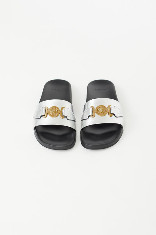 Versace Black & Silver Pool Slide