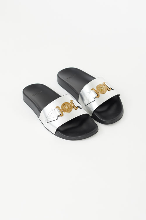 Versace Black & Silver Pool Slide