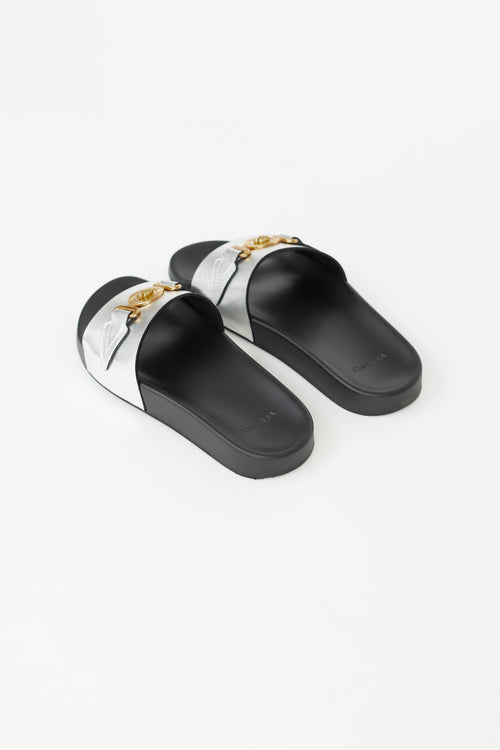 Versace Black & Silver Pool Slide
