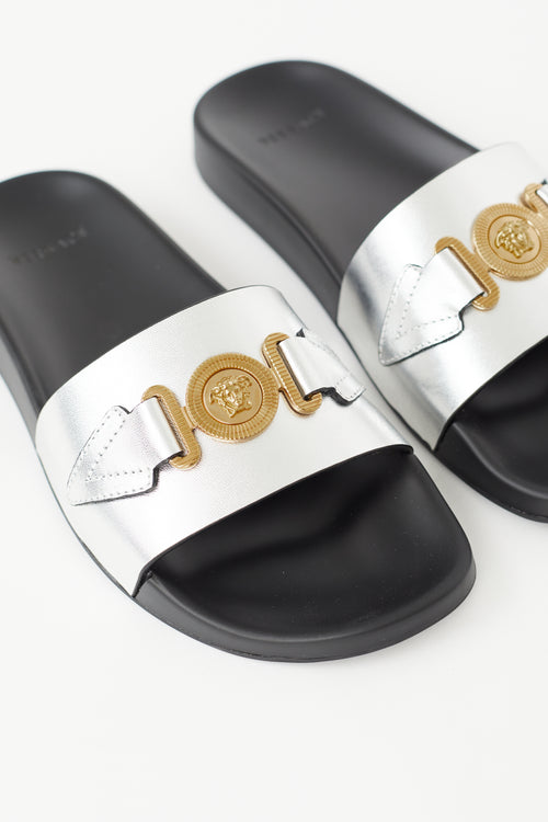 Versace Black & Silver Pool Slide