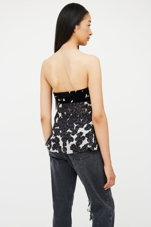 Black & White Print Ruffle Top
