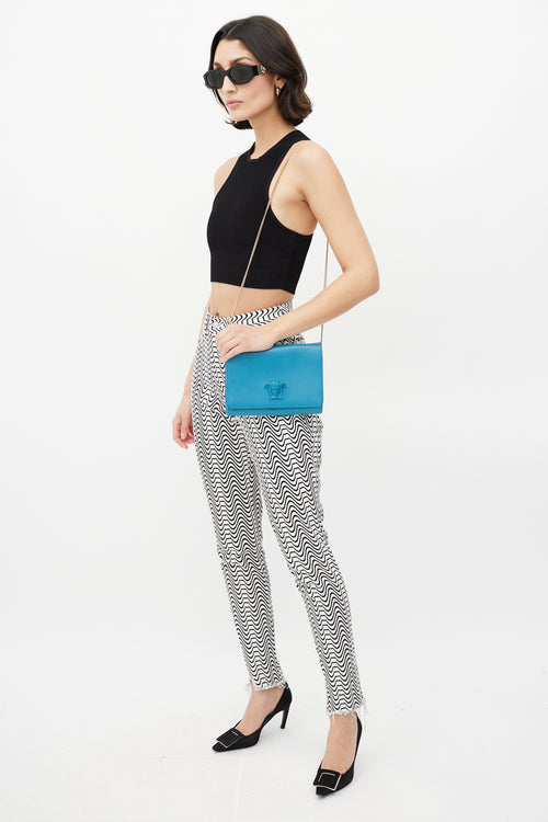 Versace Blue & Gold Medusa Chain Shoulder Bag