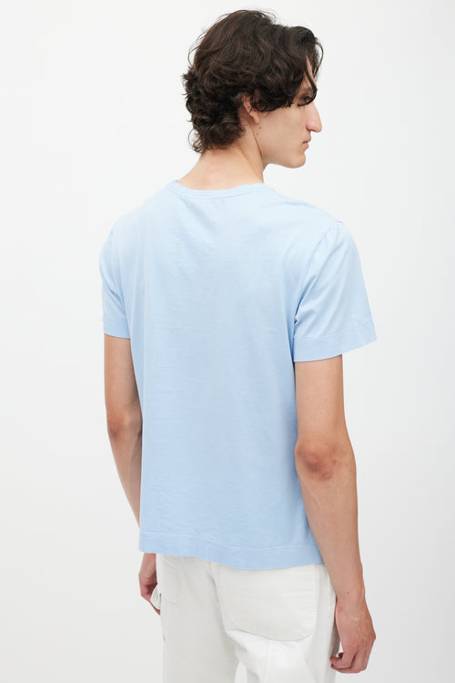 Versace Blue & White Emrboidered Logo T-Shirt