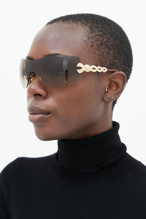 Versace Brown & Gold Shield Sunglasses