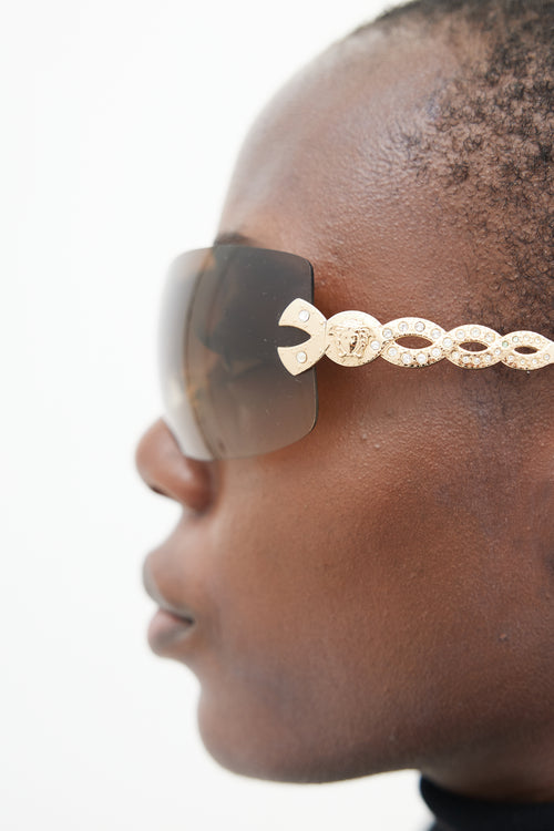 Versace Brown & Gold Shield Sunglasses