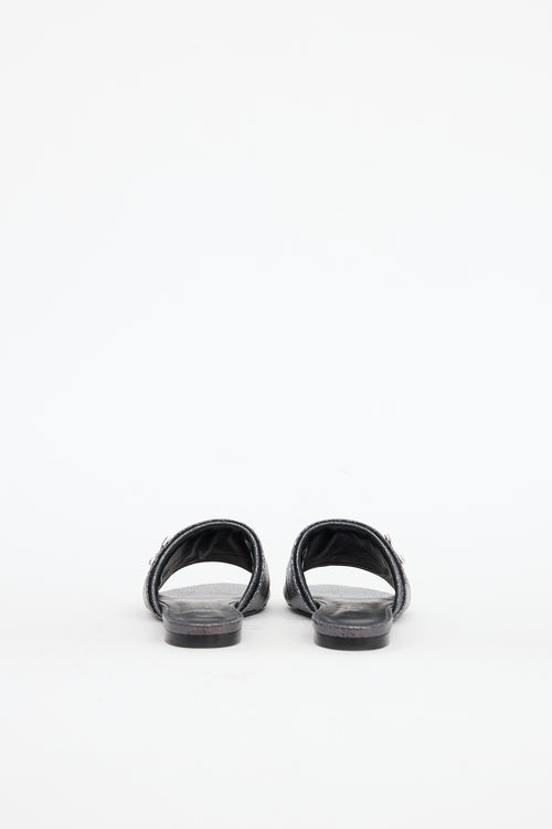 Versace Cracked Leather Virtus Slide