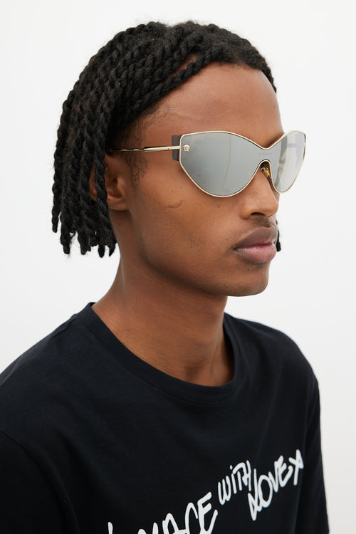 Versace Black & Gold Shield VE2239 Sunglasses