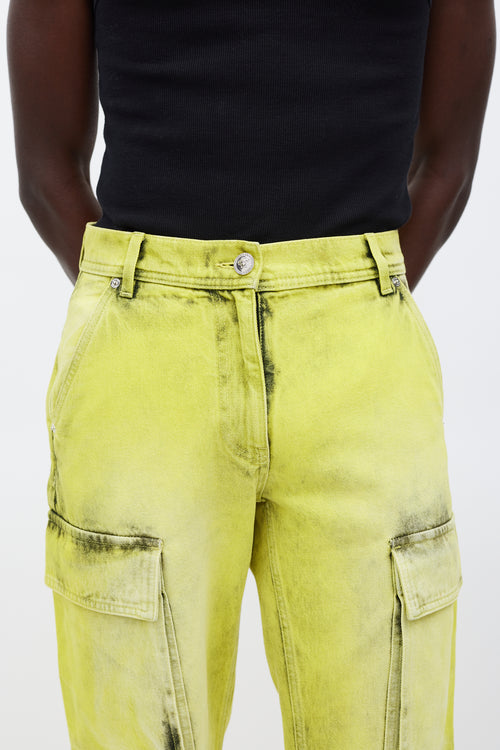Versace Green Acid Wash Cargo Jeans