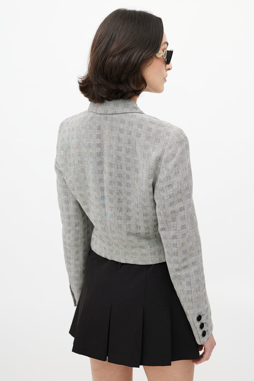 Versace Grey & Black Check Cropped Blazer
