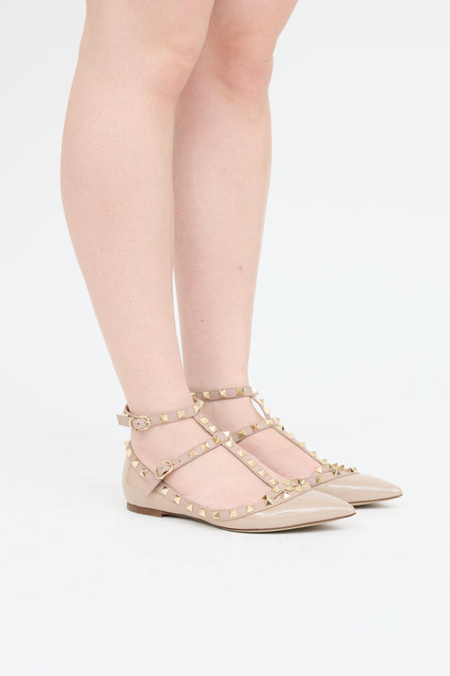 Valentino Poudre Patent Rockstud Flat