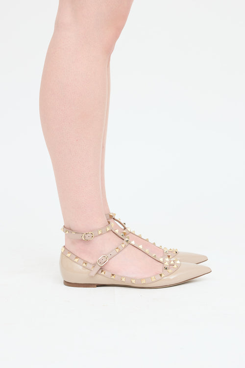 Valentino Poudre Patent Rockstud Flat
