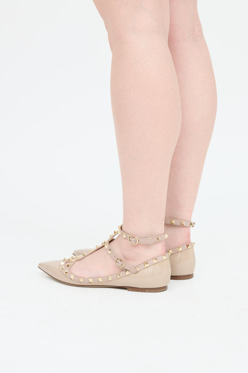 Valentino Poudre Patent Rockstud Flat