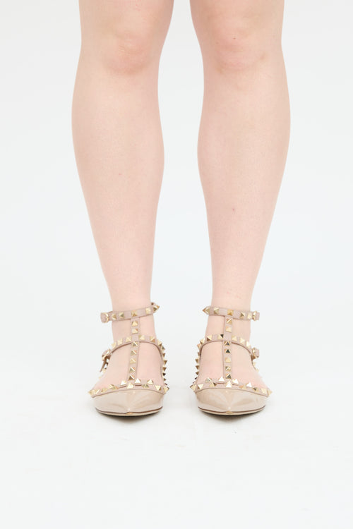 Valentino Poudre Patent Rockstud Flat