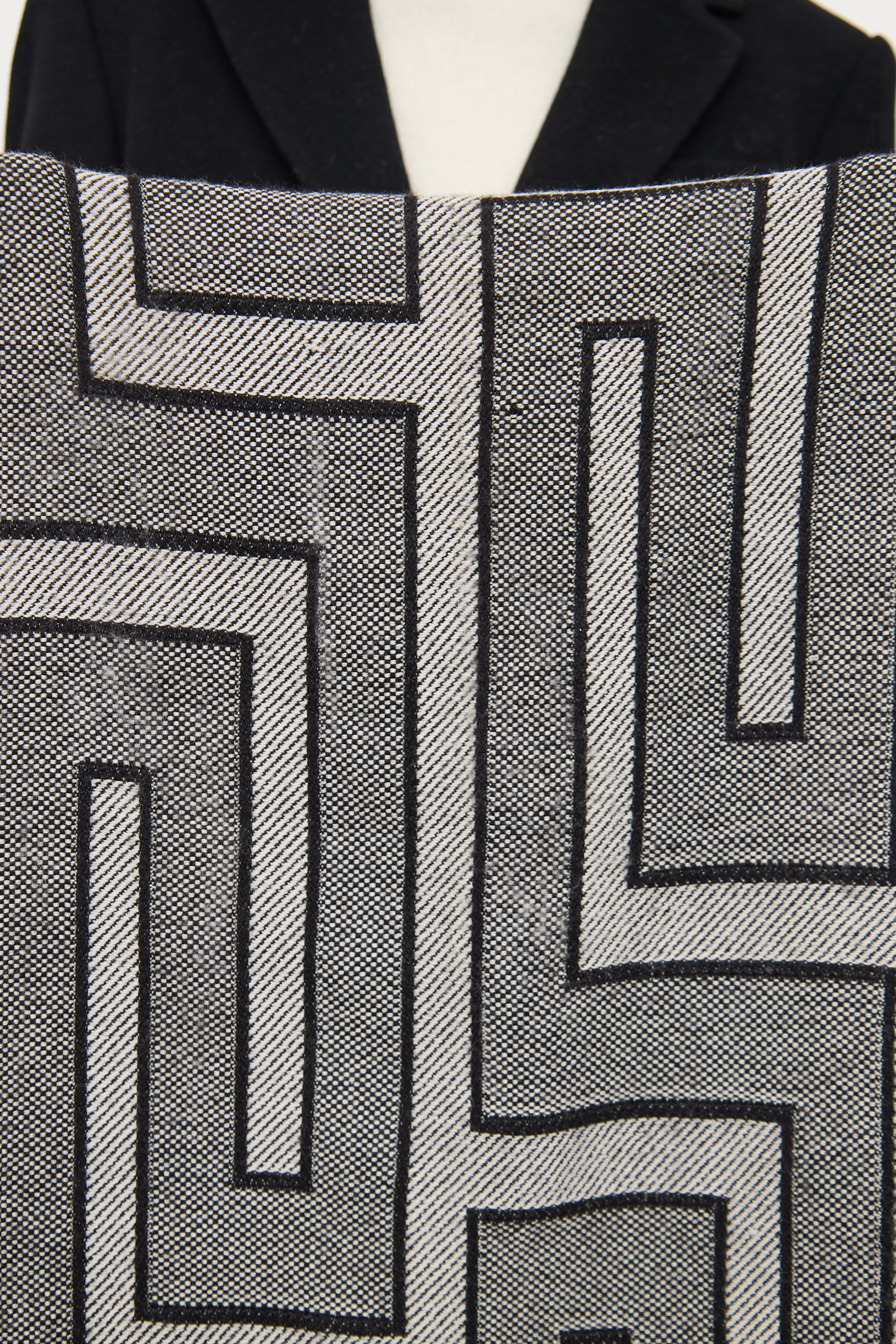 Versace Grey & Black Wool Logo Scarf