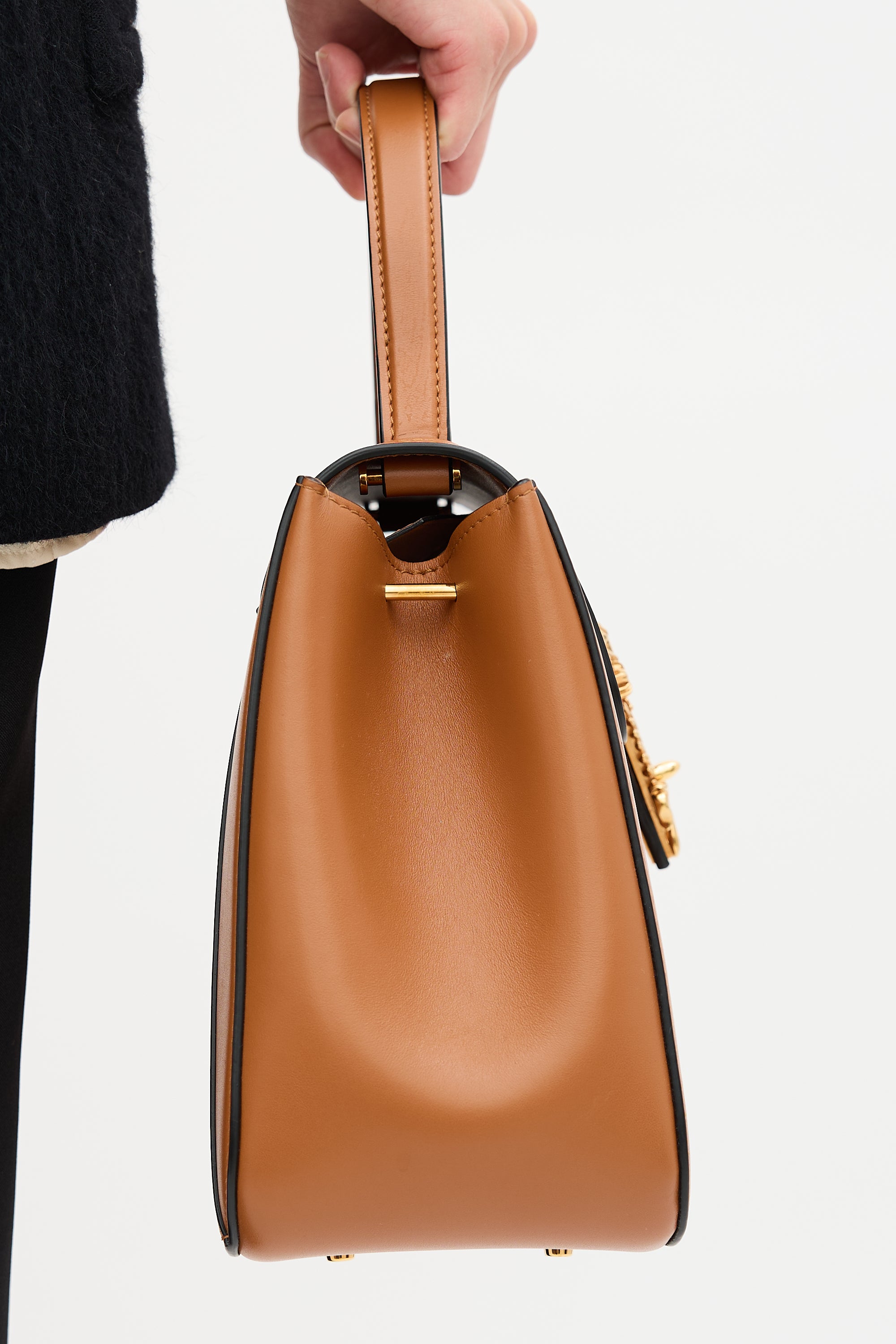 Versace Leather Virtus Top Handle Bag