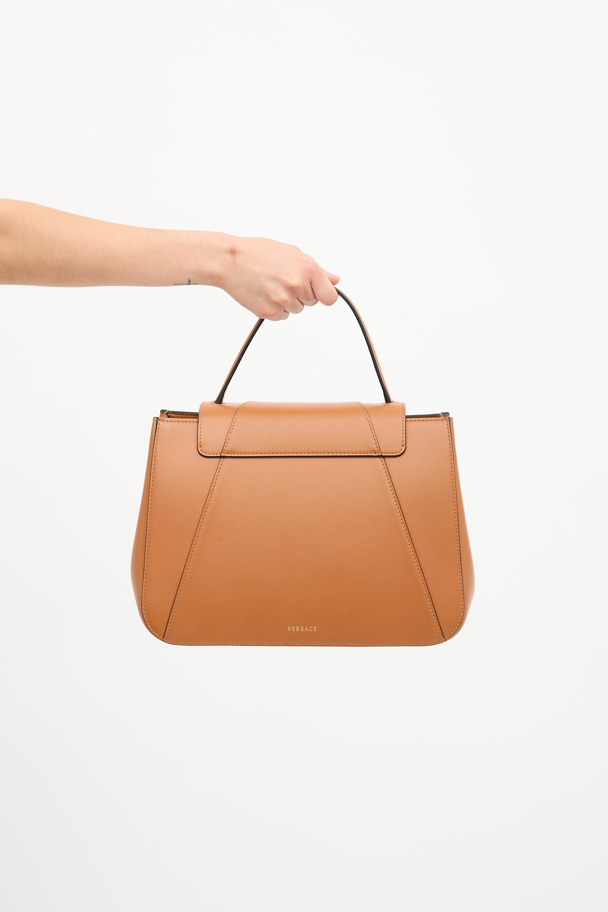Versace Leather Virtus Top Handle Bag