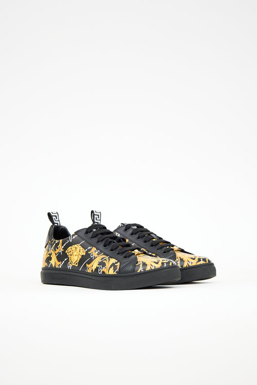 Versace Leather Barocco Printed Low Sneaker