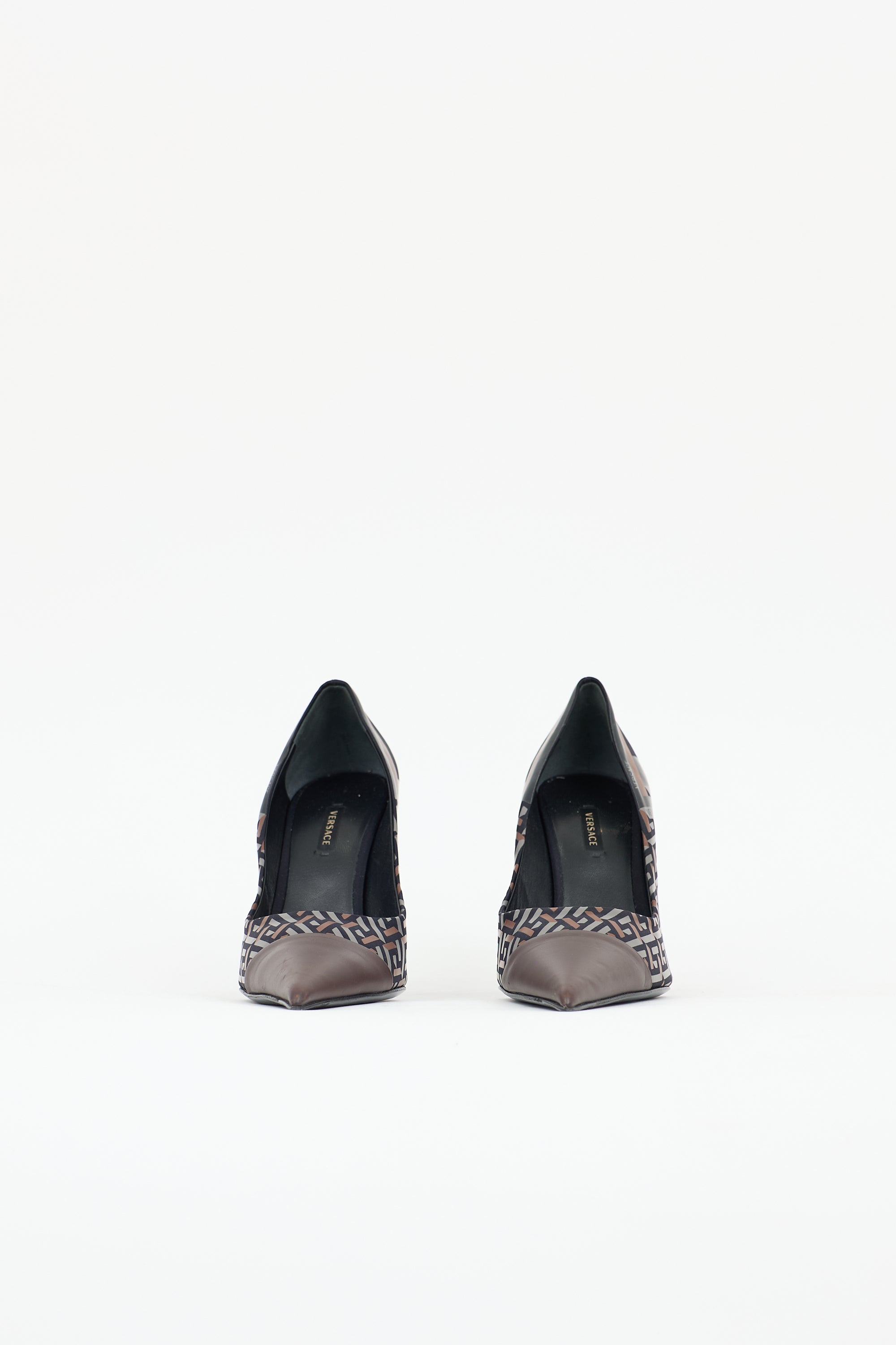 Versace Leather La Greca Signature Pump