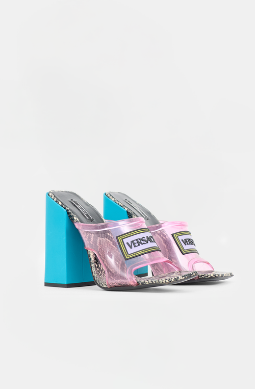 Versace PVC & Leather Logo Sandal
