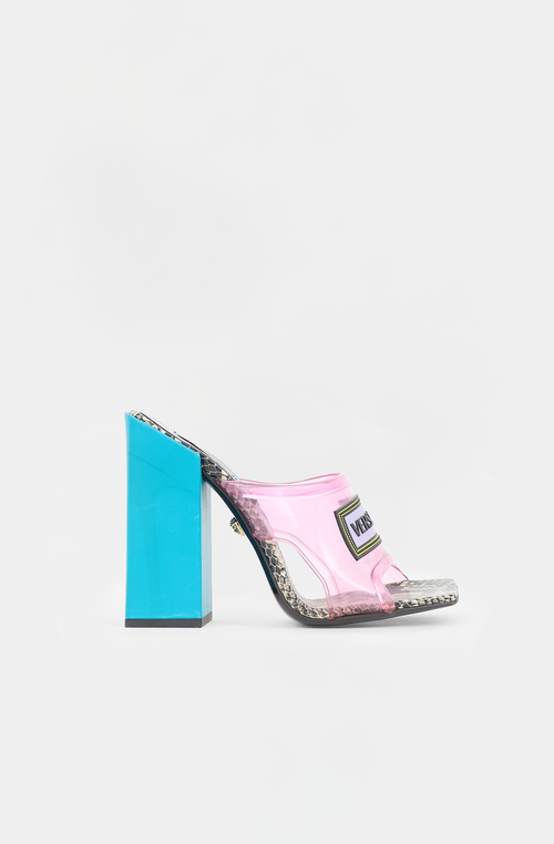 Versace PVC & Leather Logo Sandal