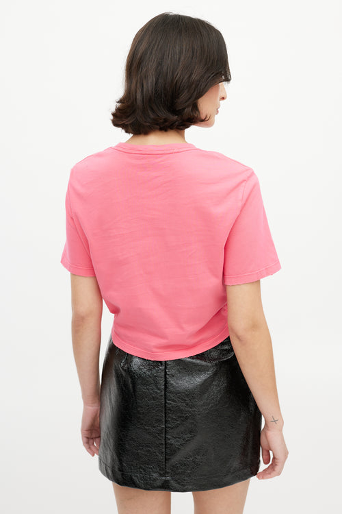Versace Pink & Blue Gathered Logo T-Shirt