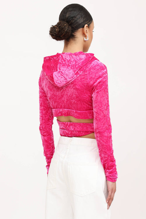 Versace Velvet Hooded Crossover Top