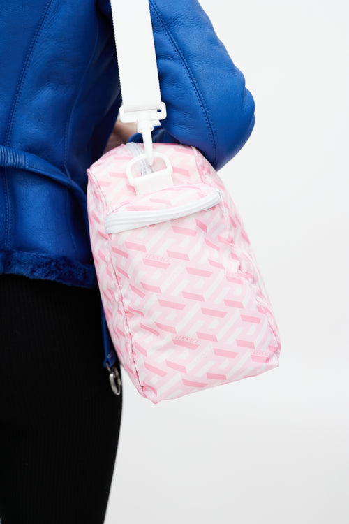 Versace Pink & White La Greca Diaper Bag