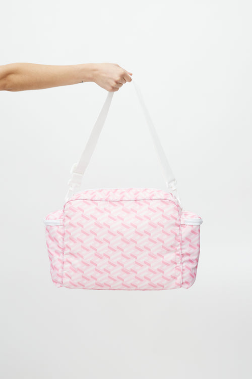 Versace Pink & White La Greca Diaper Bag