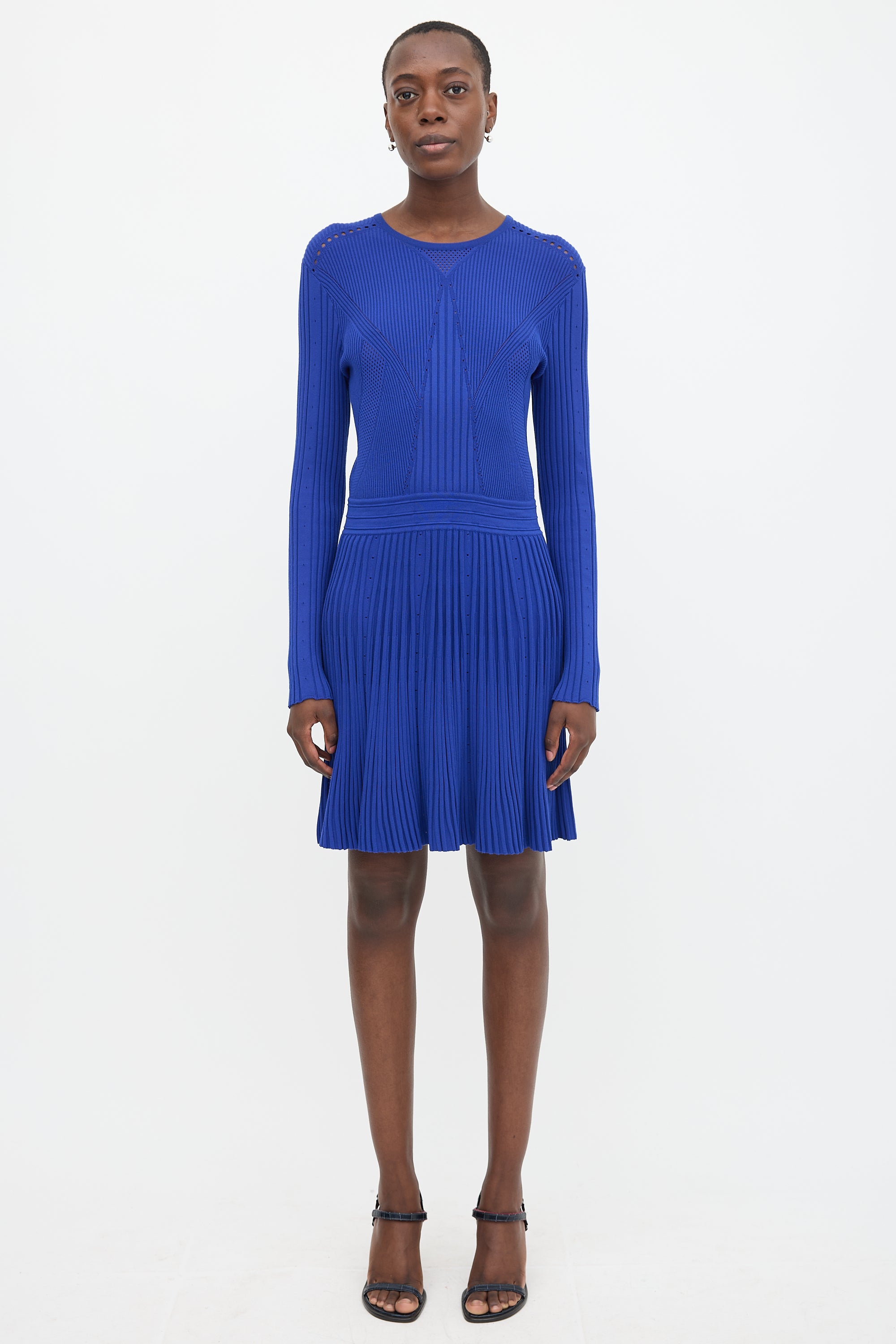 Versace Ribbed Knit Flare Dress