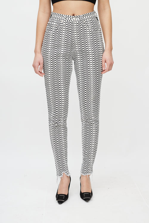 Versace White & Black Wave Denim Jeans